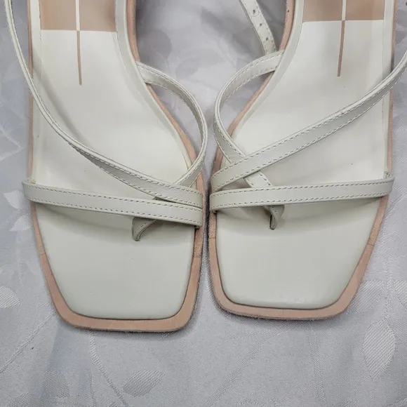 New Dolce Vita Gemini Ankle Strap Square Toe Summer Wedge Sandal Strappy Ivory