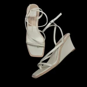 New Dolce Vita Gemini Ankle Strap Square Toe Summer Wedge Sandal Strappy Ivory