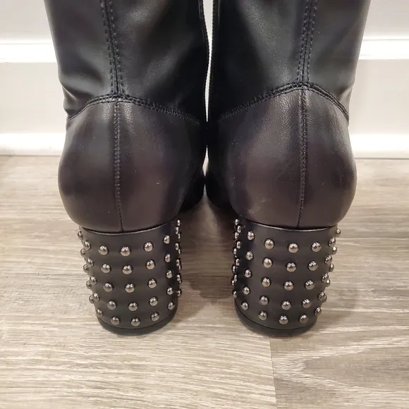 NEW Donald J Pliner Cassidy Knee-High Studded Black Stretch Boots