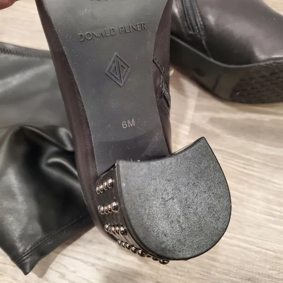 NEW Donald J Pliner Cassidy Knee-High Studded Black Stretch Boots