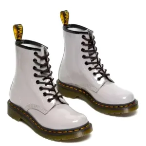 New Dr. Martens 1460 Patent Leather Lace-Up Combat Boots Grey Women’s Size 9