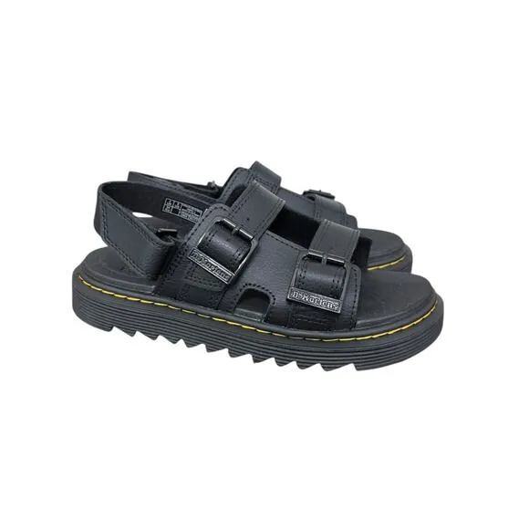 New! Dr. Martens Junior Kyle Leather Sandals in Black - Kids Size 3