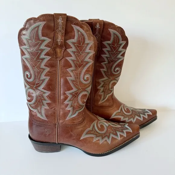 New! Durango Crush 12&quot; Western Snip Toe Cowboy Boot Golden Brown Sz 9.5 Rodeo