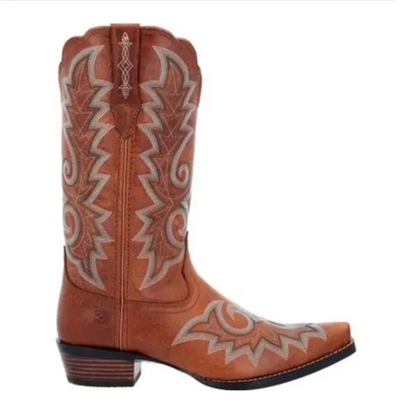 New! Durango Crush 12&quot; Western Snip Toe Cowboy Boot Golden Brown Sz 9.5 Rodeo