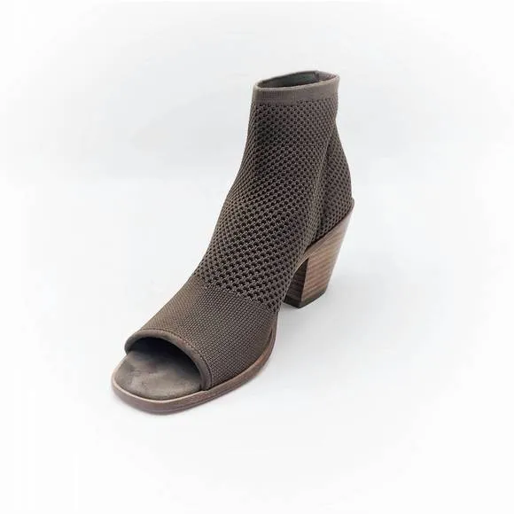 NEW EILEEN FISHER women's ark open toe boots in antelope stretch