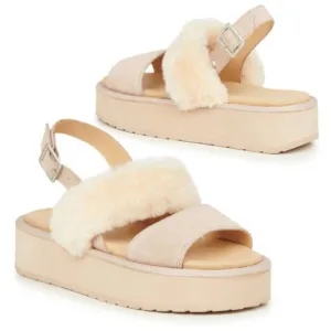 New EMU Australia Women's Genuine Sheepskin Suede Fur Platform Stinger Sandals