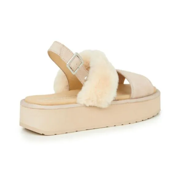 New EMU Australia Women's Genuine Sheepskin Suede Fur Platform Stinger Sandals