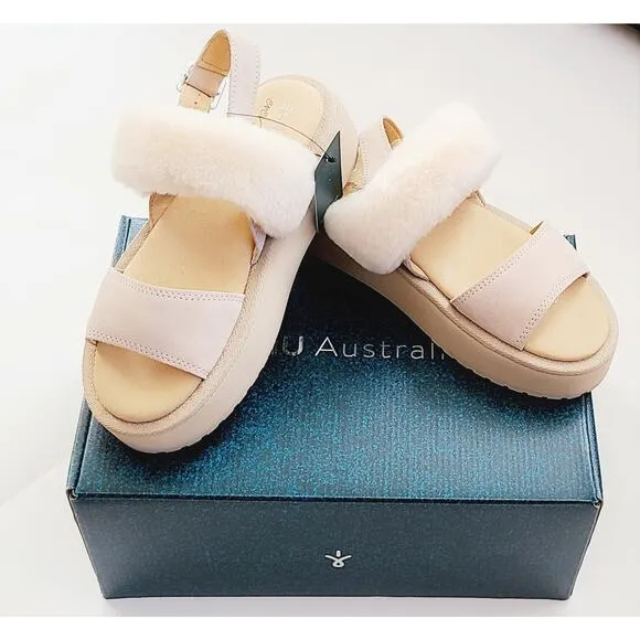 New EMU Australia Women's Genuine Sheepskin Suede Fur Platform Stinger Sandals