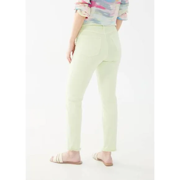 NEW FDJ women's olivia slim ankle frayed jeans in mojito green
