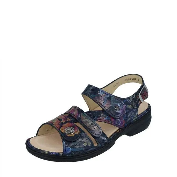 NEW FINN COMFORT women's gomera sandals in dark blue irpino