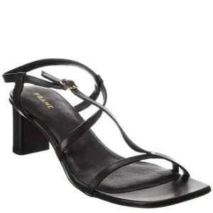 NEW FRAME BLACK LEATHER STRAPPY SANDALS