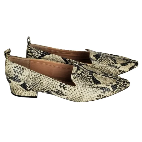 New Franco sarto sander roccia snake print leather pointed toe slip on loafers