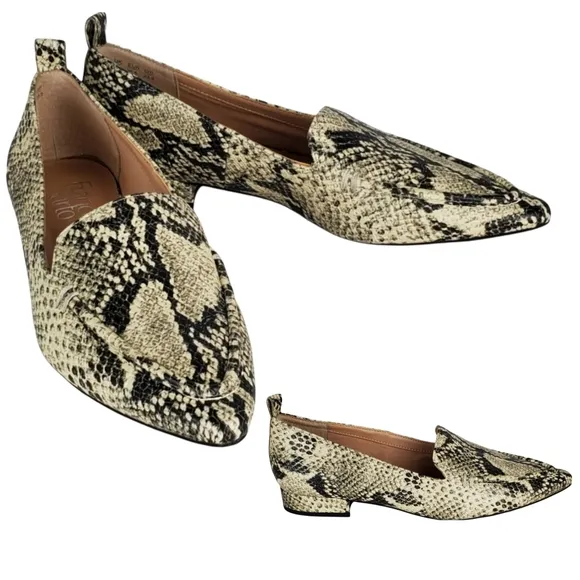 New Franco sarto sander roccia snake print leather pointed toe slip on loafers