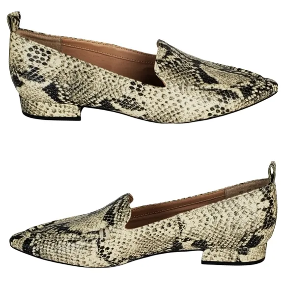 New Franco sarto sander roccia snake print leather pointed toe slip on loafers