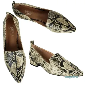 New Franco sarto sander roccia snake print leather pointed toe slip on loafers