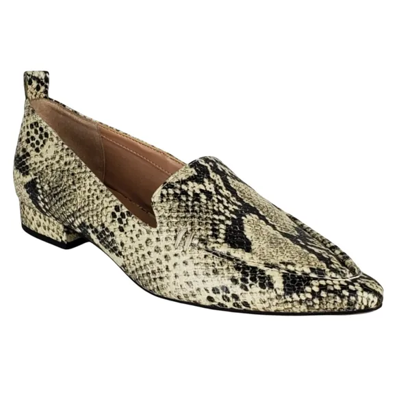 New Franco sarto sander roccia snake print leather pointed toe slip on loafers