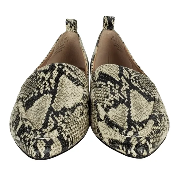 New Franco sarto sander roccia snake print leather pointed toe slip on loafers