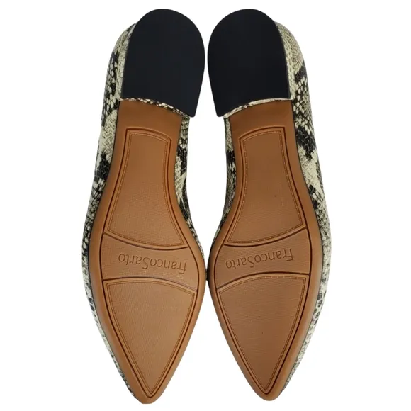New Franco sarto sander roccia snake print leather pointed toe slip on loafers