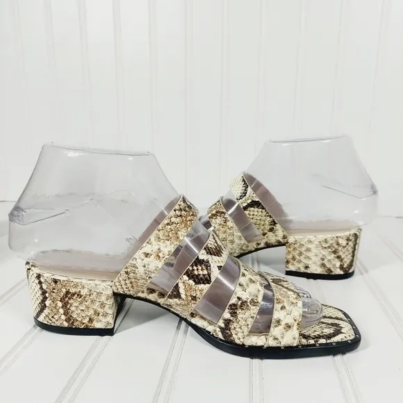 NEW Freda Salvador Ingrid Strappy Square Toe  Snakeskin Heeled Sandals C155