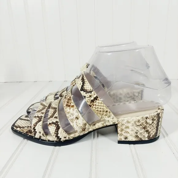 NEW Freda Salvador Ingrid Strappy Square Toe  Snakeskin Heeled Sandals C155