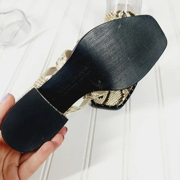 NEW Freda Salvador Ingrid Strappy Square Toe  Snakeskin Heeled Sandals C155