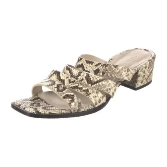 NEW Freda Salvador Ingrid Strappy Square Toe  Snakeskin Heeled Sandals C155
