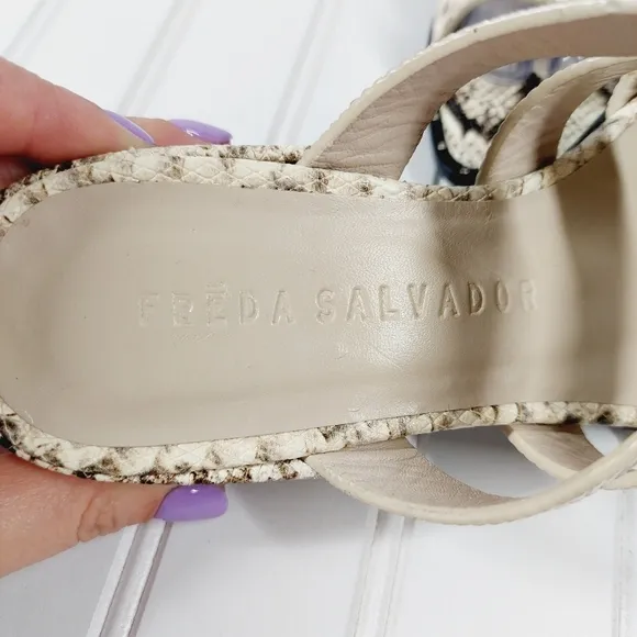 NEW Freda Salvador Ingrid Strappy Square Toe  Snakeskin Heeled Sandals C155