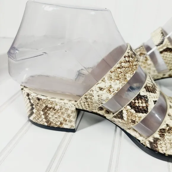 NEW Freda Salvador Ingrid Strappy Square Toe  Snakeskin Heeled Sandals C155