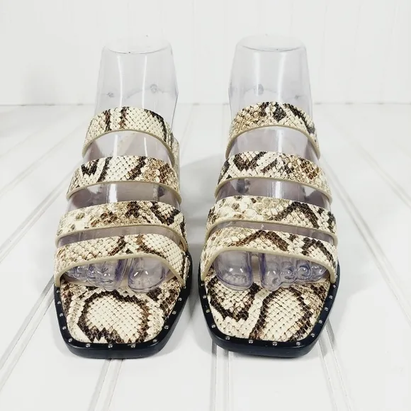 NEW Freda Salvador Ingrid Strappy Square Toe  Snakeskin Heeled Sandals C155