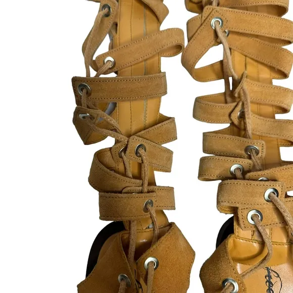 NEW Free People Sun Chaser Tall Gladiator Sandals 37 Orange