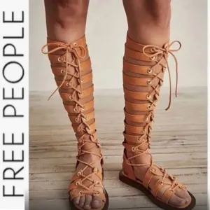 NEW Free People Sun Chaser Tall Gladiator Sandals 37 Orange