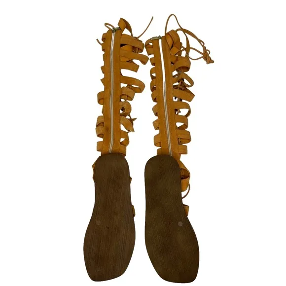 NEW Free People Sun Chaser Tall Gladiator Sandals 37 Orange