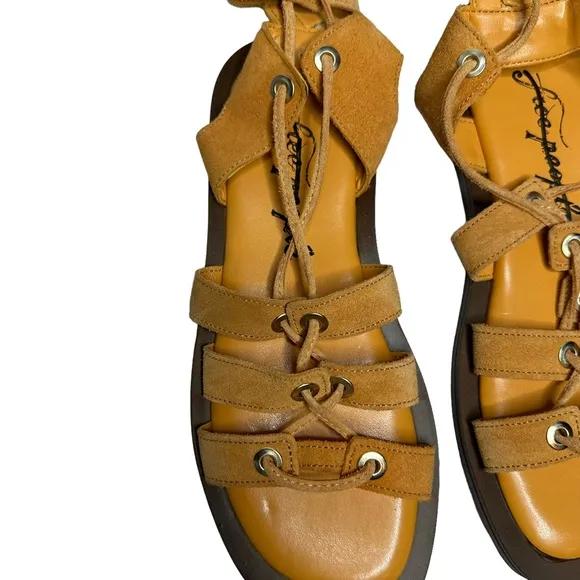 NEW Free People Sun Chaser Tall Gladiator Sandals 37 Orange