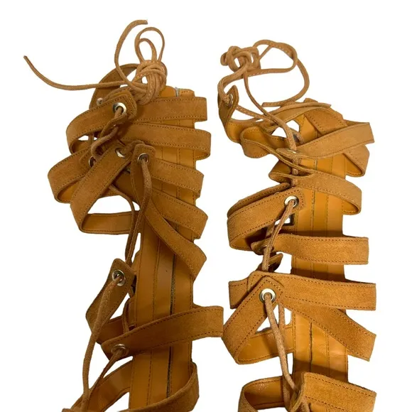 NEW Free People Sun Chaser Tall Gladiator Sandals 37 Orange