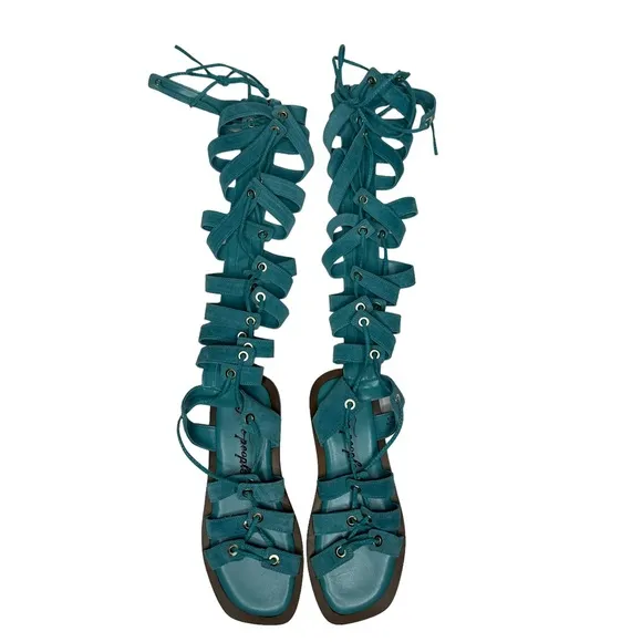 NEW Free People Sun Chaser Tall Gladiator Sandals 37 turquoise
