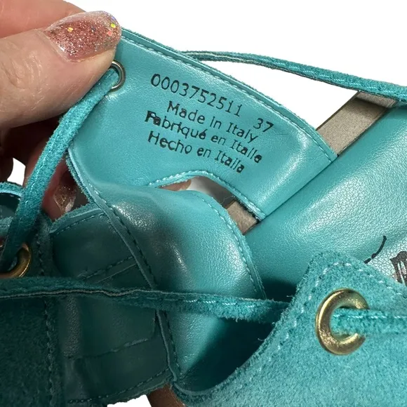 NEW Free People Sun Chaser Tall Gladiator Sandals 37 turquoise