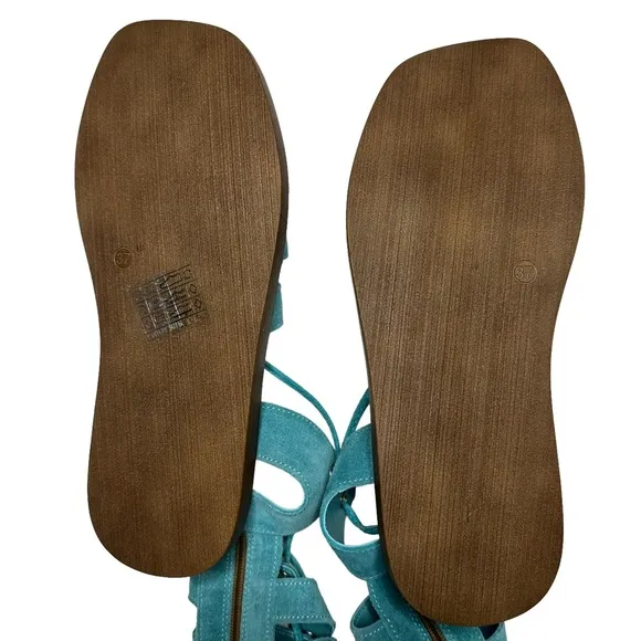 NEW Free People Sun Chaser Tall Gladiator Sandals 37 turquoise