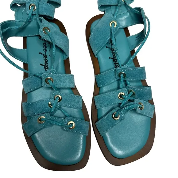 NEW Free People Sun Chaser Tall Gladiator Sandals 37 turquoise