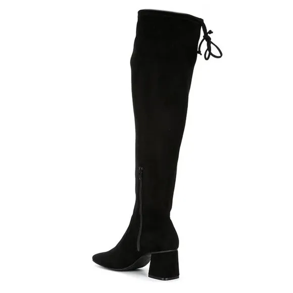 NEW Gianni Bini Laredo Stretch Fabric Over-the-Knee Block Heel Boots in Black
