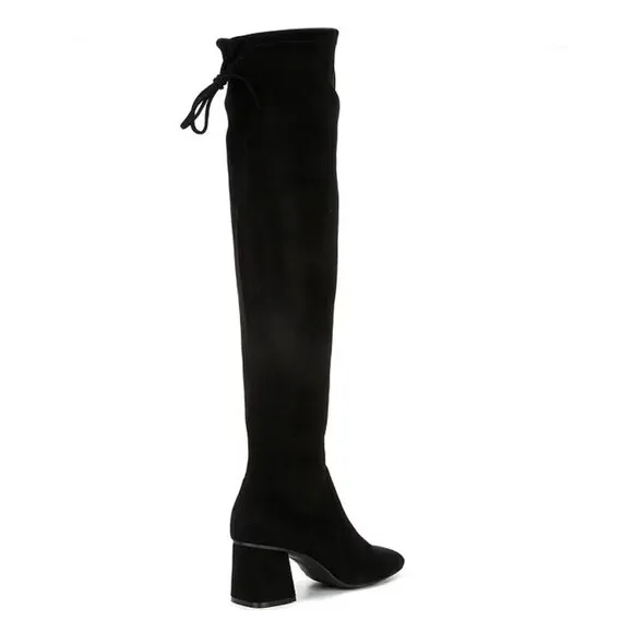 NEW Gianni Bini Laredo Stretch Fabric Over-the-Knee Block Heel Boots in Black