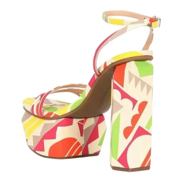 NEW Gianni Bini Parrish Geo Print Strappy Platform Sandals