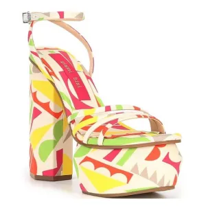 NEW Gianni Bini Parrish Geo Print Strappy Platform Sandals