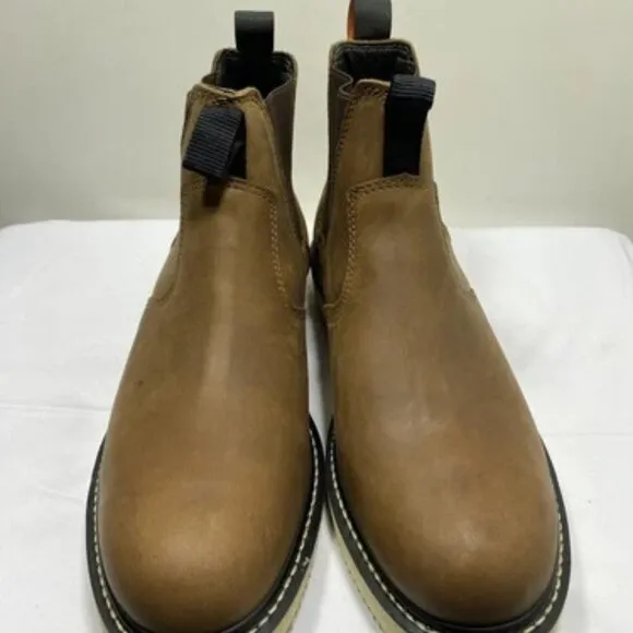 NEW HAWX Crazy Horse Chelsea Work Boots Size 10.5D Soft Toe Pull-On Ankle Brown