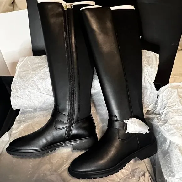 New In Box Coach Coach Women's Farrah Black Leather Riding Boots Size 5.5 Women