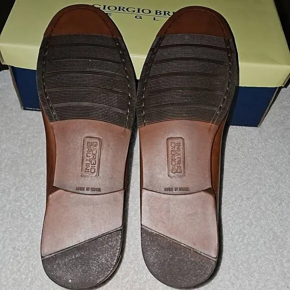 New in Box Giorgio Brutini Leather Loafer Tassels Buckskin Brown Size Mens 10