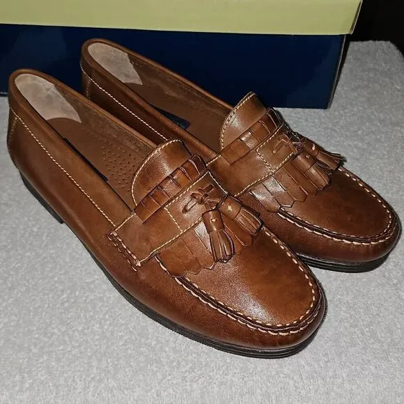 New in Box Giorgio Brutini Leather Loafer Tassels Buckskin Brown Size Mens 10