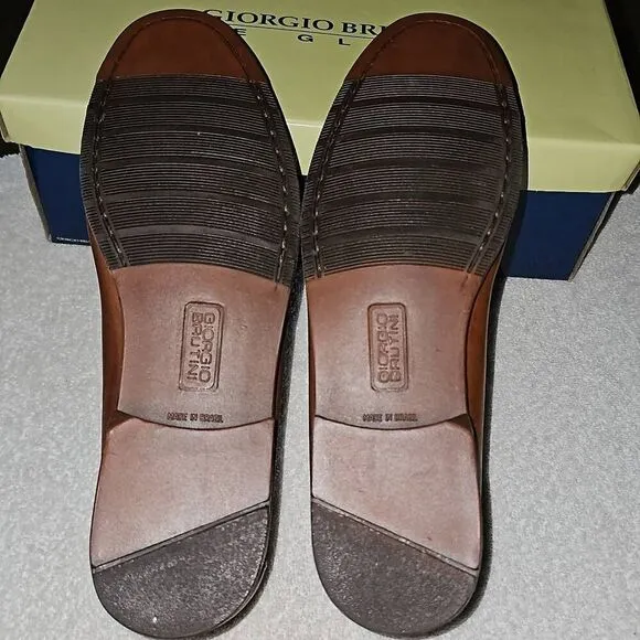 New in Box Giorgio Brutini Leather Loafer Tassels Buckskin Brown Size Mens 10