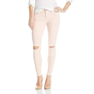NEW JOE'S JEANS icon mid rise ripped knees skinny jeans in melon pink