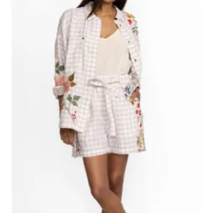 NEW JOHNNY WAS adele trapunto belted short in plaid