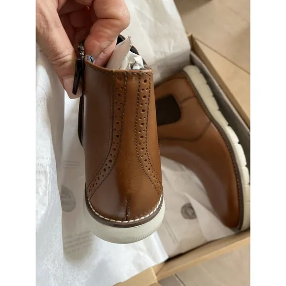 New Johnston &amp; Murphy Holden Chelsea Boots Big Boys Youth 7 Eu 38 Leather Tan